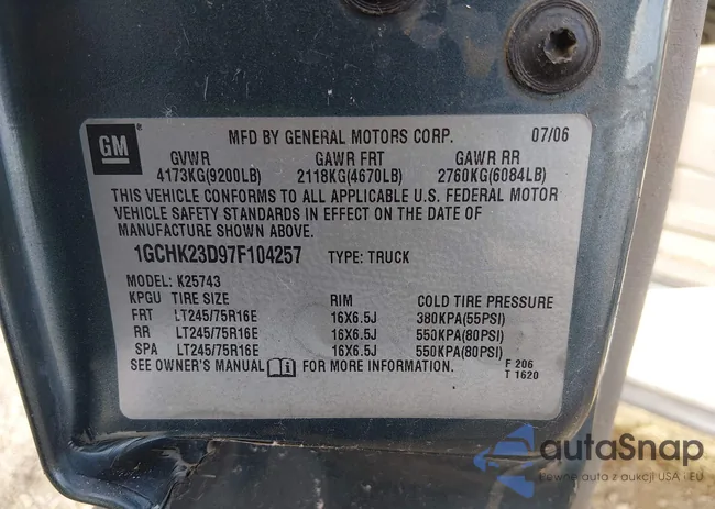 1GCHK23D97F104257: 43979902