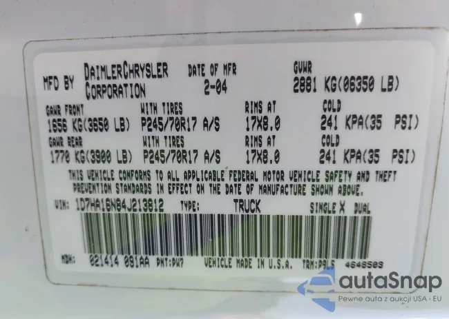 1D7HA16N84J213812: 43980219