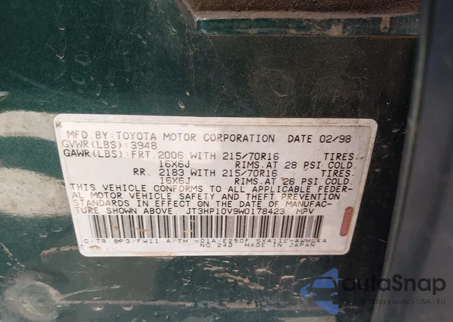 JT3HP10V9W0178423: 43980271