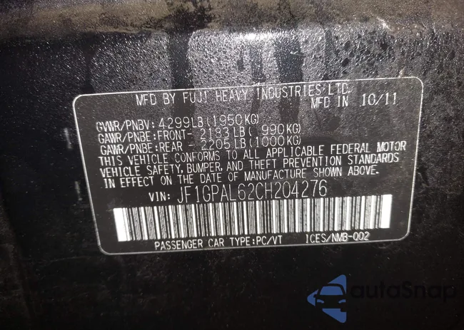 JF1GPAL62CH204276: 43979321