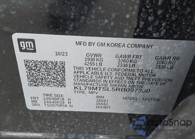 KL79MTSL5RB097330: 43979426