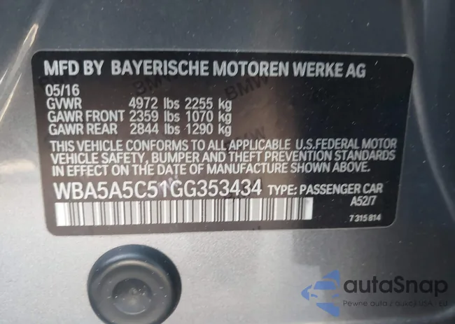 WBA5A5C51GG353434: 43979504