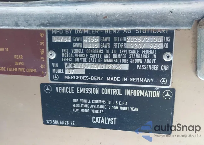 WDBBA45AXEA012235: 43979563