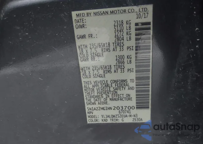 5N1AZ2MG1HN203700: 43979653