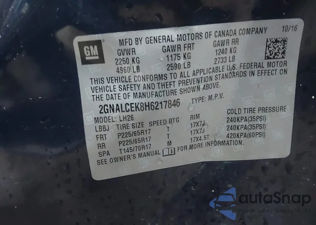 2GNALCEK8H6217846: 43979672