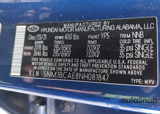 5NMJBCAE8NH081847: 43981052