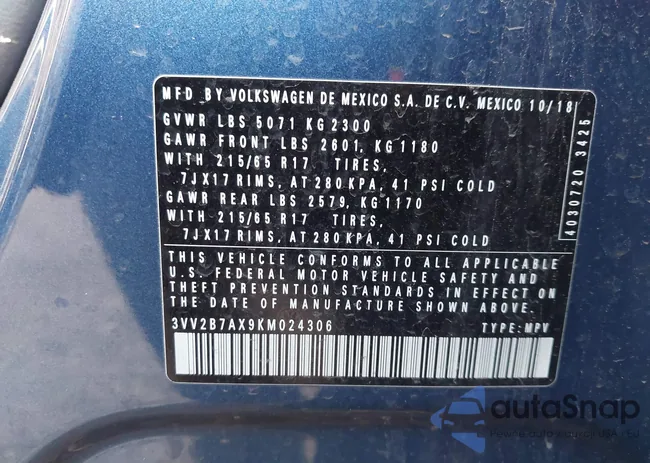 3VV2B7AX9KM024306: 43981061