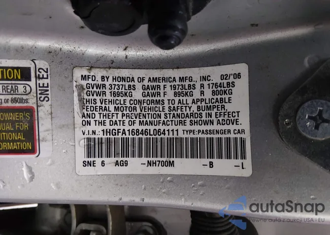 1HGFA16846L064111: 43981069