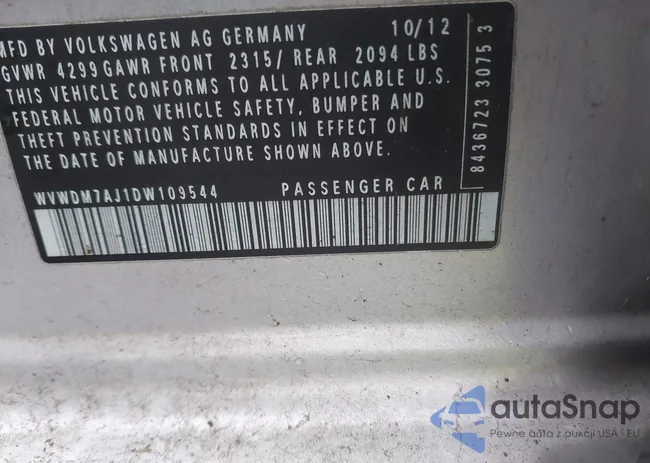 WVWDM7AJ1DW109544: 43981131