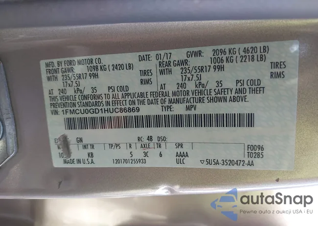 1FMCU0GD1HUC86869: 43980307