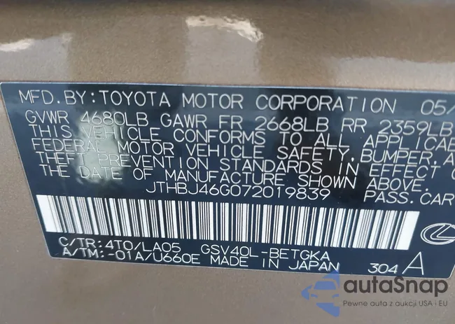 JTHBJ46G072019839: 43980431