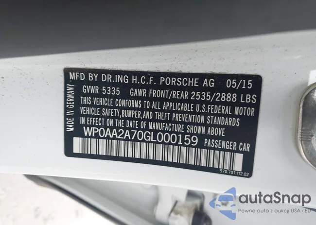 WP0AA2A70GL000159: 43981734