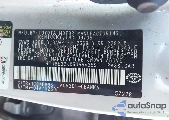 4T1BE32KX6U664359: 43981855