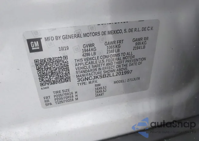 3GNCJKSB2LL201997: 43981945