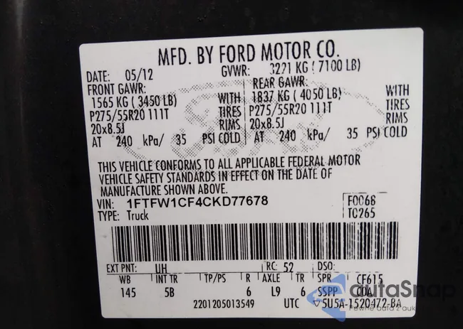 1FTFW1CF4CKD77678: 43981950