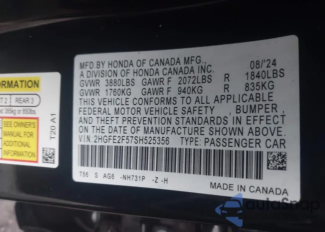 2HGFE2F57SH525356: 43982069