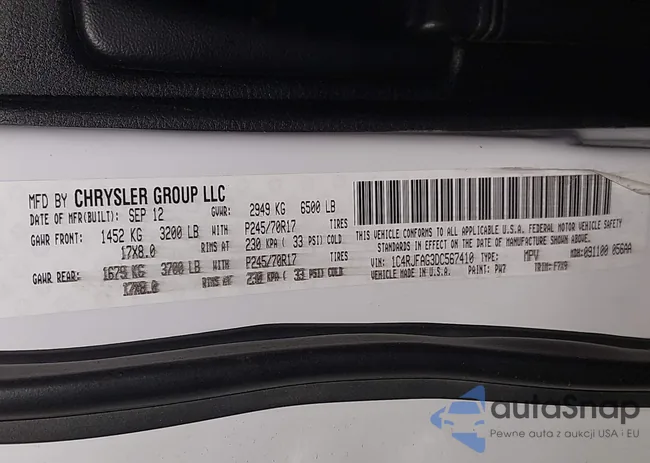 1C4RJFAG3DC567410: 43982090