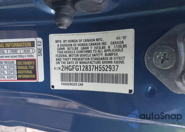 2HGFG12837H552937: 43982109