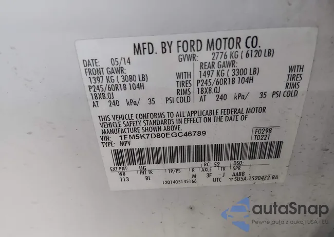 1FM5K7D80EGC46789: 43981317