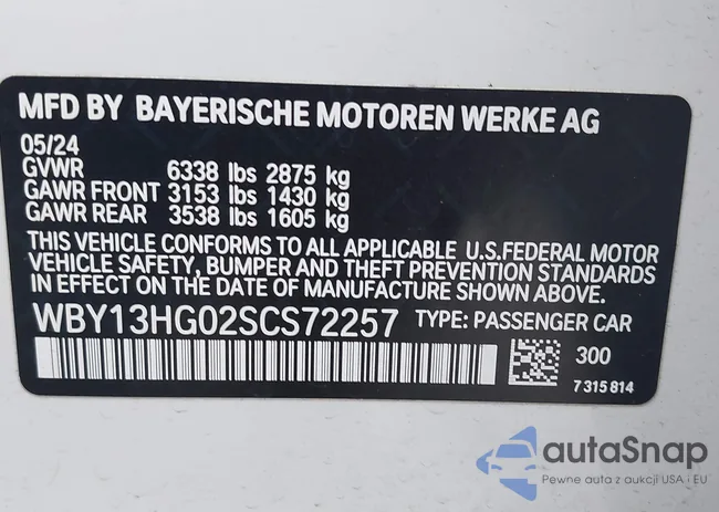 WBY13HG02SCS72257: 43981399