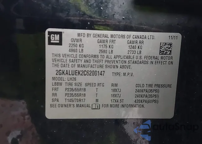 2GKALUEK2C6200147: 43981572