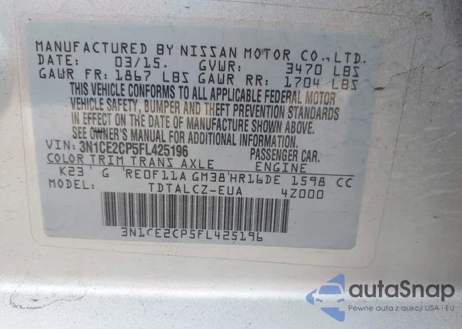 3N1CE2CP5FL425196: 43981600