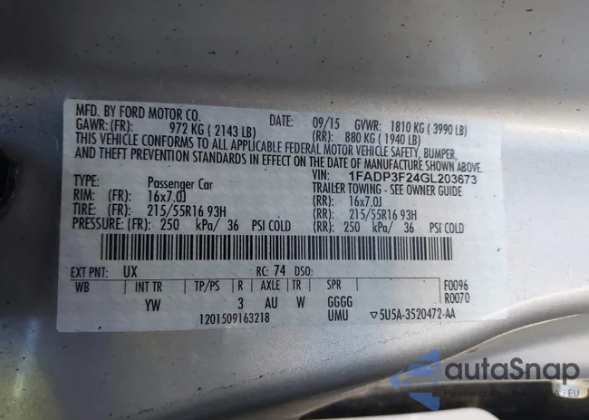 1FADP3F24GL203673: 43981614