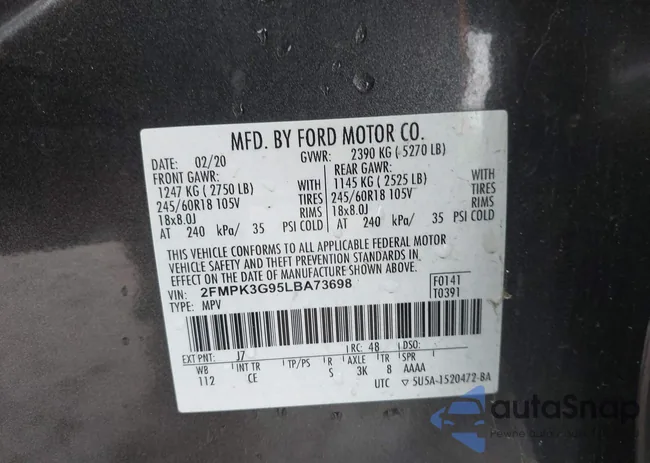 2FMPK3G95LBA73698: 43982743