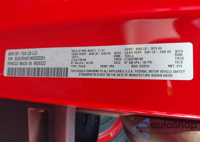 3C6LRVAG5ME532263: 43982798