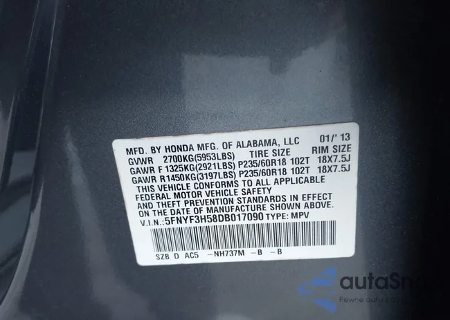 5FNYF3H58DB017090: 43982911