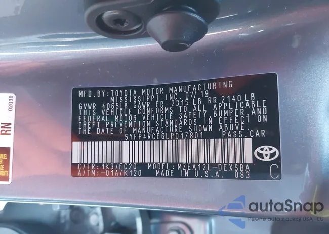 5YFP4RCE6LP017801: 43982985