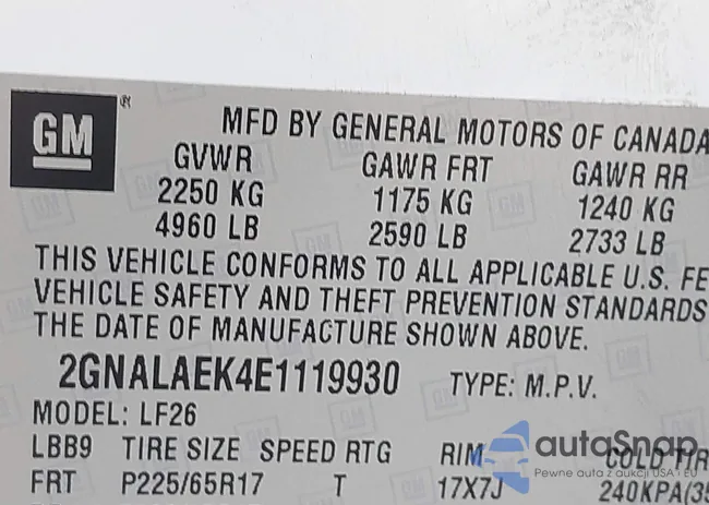 2GNALAEK4E1119930: 43983121