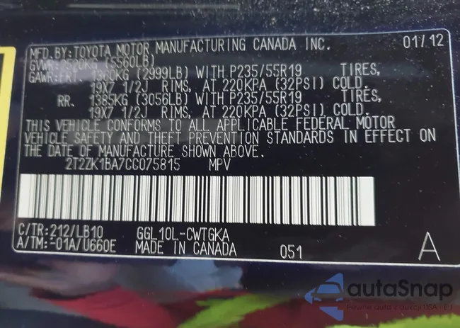 2T2ZK1BA7CC075815: 43983153