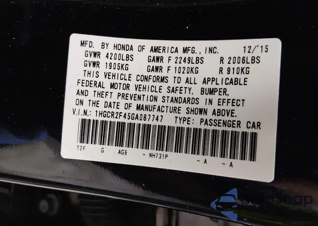 1HGCR2F45GA087747: 43983289