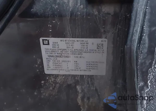 1GNALCEK0GZ104301: 43982301