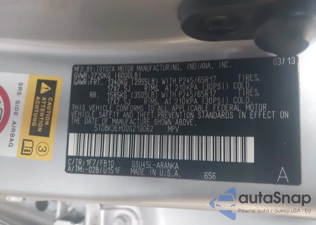 5TDBK3EH0DS219062: 43982630