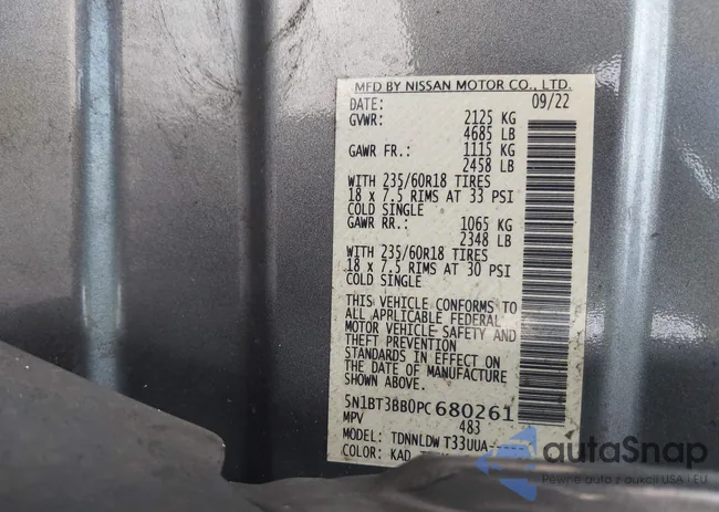 5N1BT3BB0PC680261: 43982674