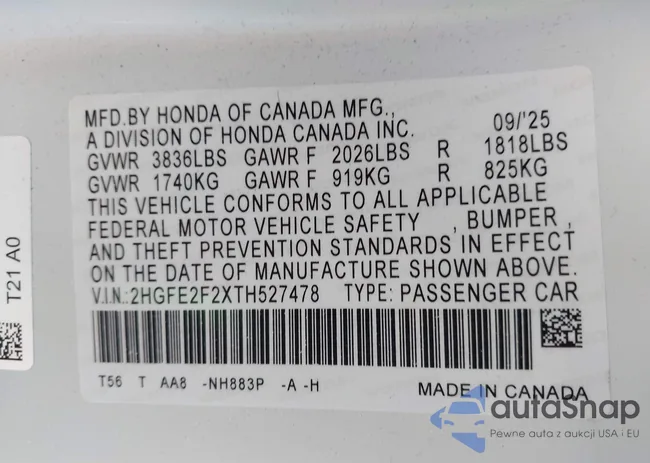 2HGFE2F2XTH527478: 43983807