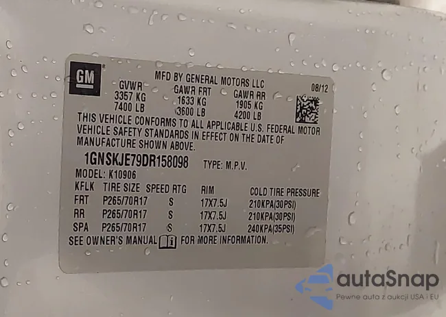 1GNSKJE79DR158098: 43983893