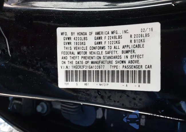 1HGCR2F31GA133677: 43984112