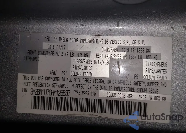 3MZBN1U76HM126537: 43983299