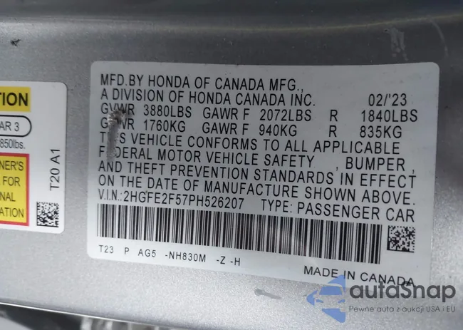 2HGFE2F57PH526207: 43983478