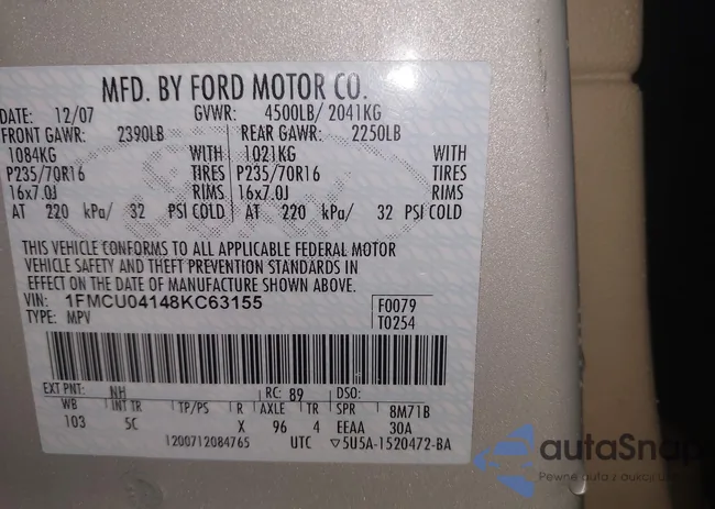 1FMCU04148KC63155: 43983592