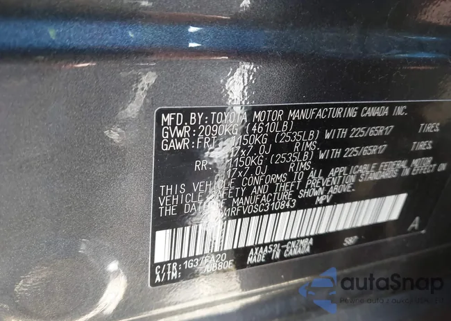 2T3W1RFV0SC310843: 43983681