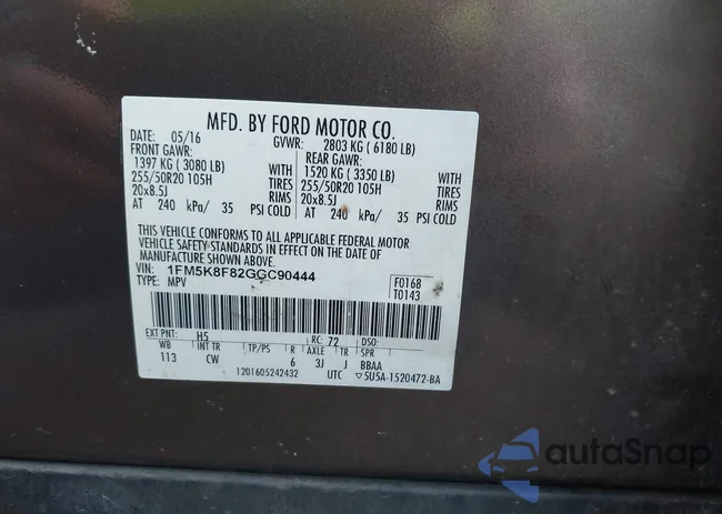 1FM5K8F82GGC90444: 43984740