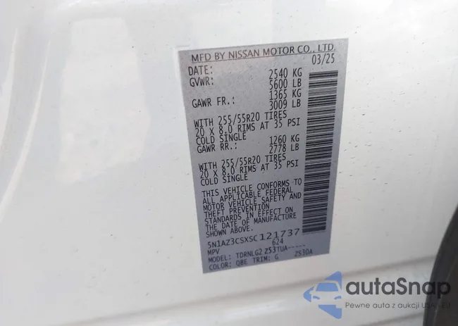 5N1AZ3CSXSC121737: 43984786