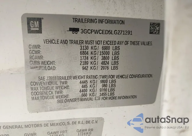 3GCPWCED5LG271291: 43984788