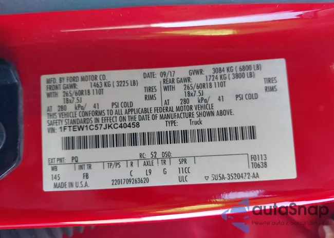 1FTEW1C57JKC40458: 43984876