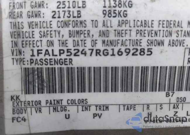 1FALP5247RG169285: 43984878