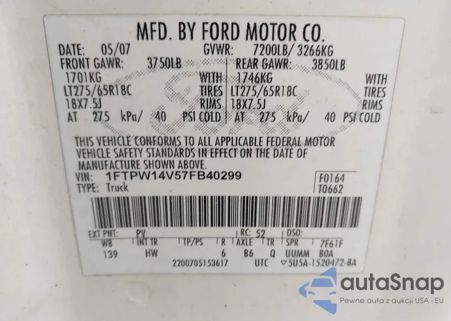 1FTPW14V57FB40299: 43985024